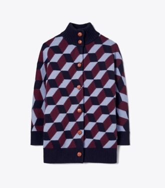 Abrigo de punto con diseño en zigzag