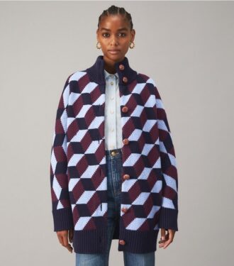 Abrigo de punto con diseño en zigzag