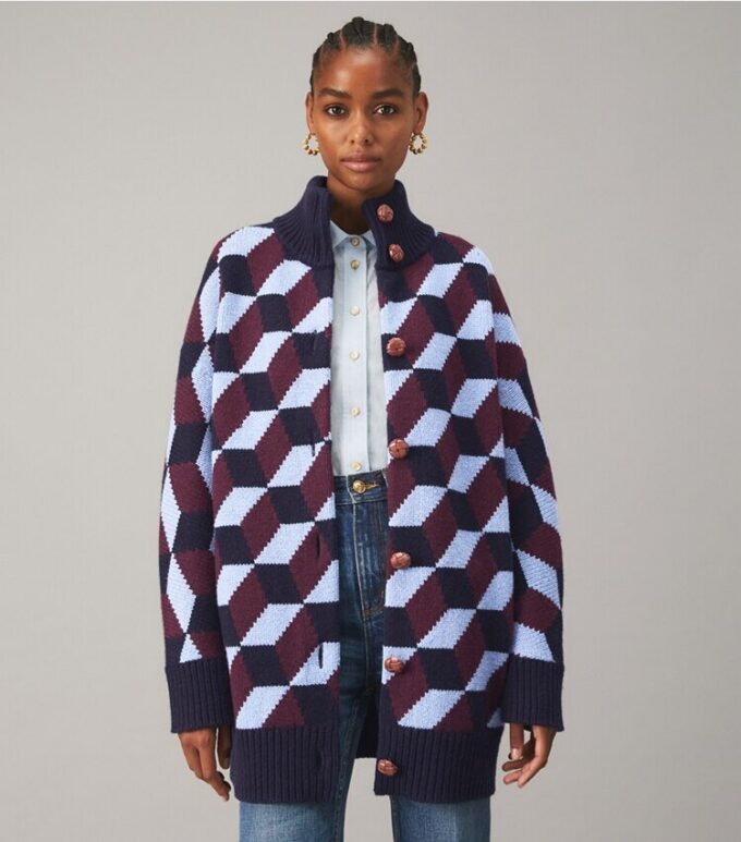 Abrigo de punto con diseño en zigzag Abrigo de punto con diseño en zigzag