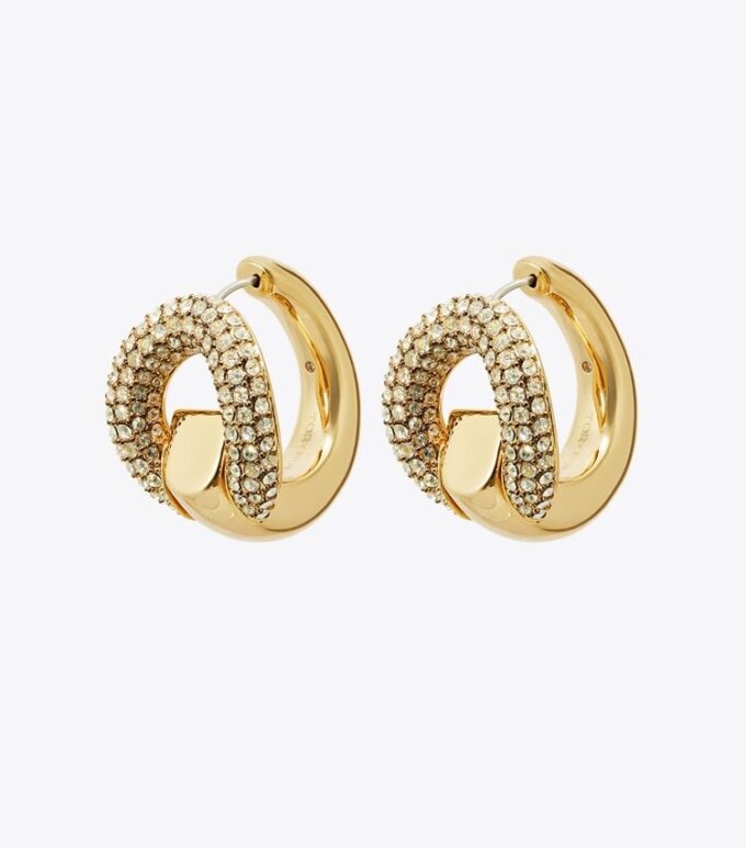 Aretes de aro con pavé perforado Aretes de aro con pavé perforado