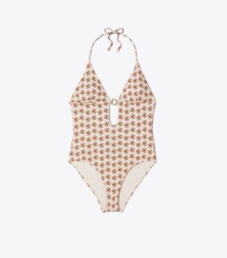 Bañador de una pieza con estampado de anillos