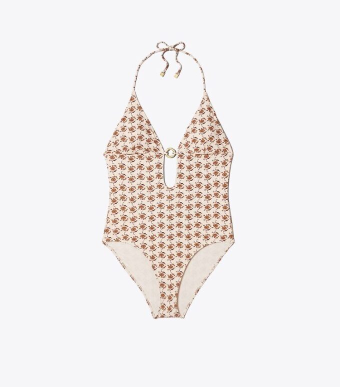 Bañador de una pieza con estampado de anillos Bañador de una pieza con estampado de anillos
