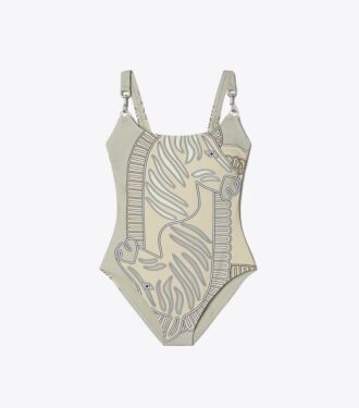 Bañador sin tirantes con estampado Bañador sin tirantes con estampado