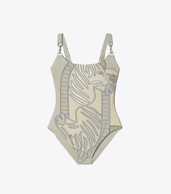 Bañador sin tirantes con estampado Bañador sin tirantes con estampado