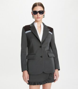 Blazer elástico con bloques de color