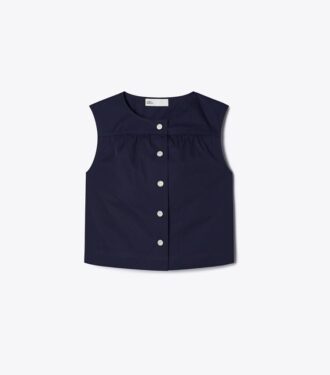 Blusa de popelín de algodón con botones
