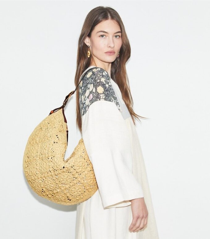 Bolso Balloon con monograma T Monogram en rafia
