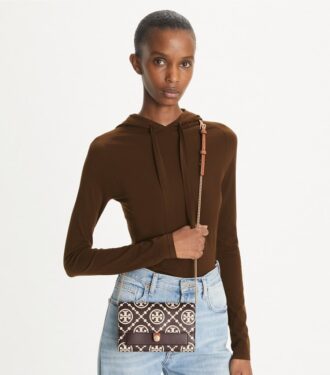 Bolso bandolera con T Monogram en relieve en contraste