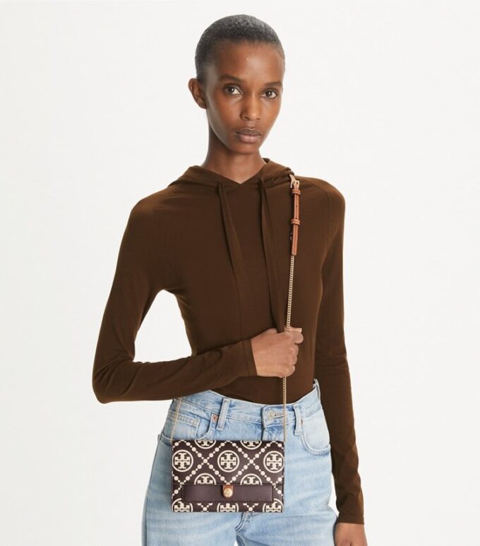 Bolso bandolera con T Monogram en relieve en contraste Bolso bandolera con T Monogram en relieve en contraste