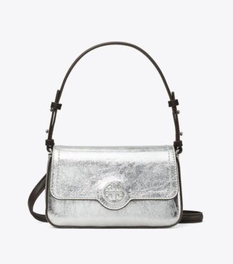Bolso bandolera mini de piel metalizada