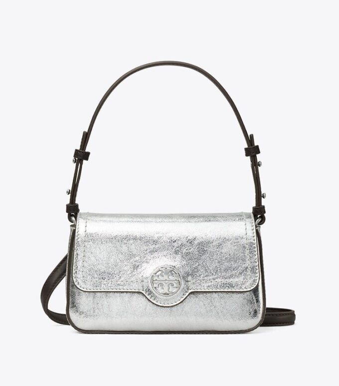 Bolso bandolera mini de piel metalizada Bolso bandolera mini de piel metalizada