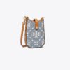 Bolso bandolera para teléfono de denim con T Monogram