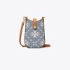 Bolso bandolera para teléfono de denim con T Monogram