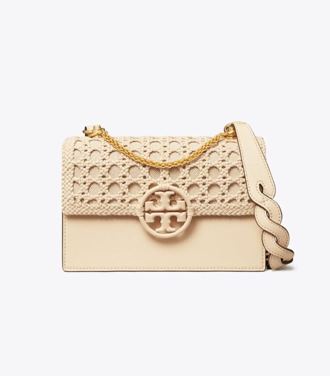 Bolso bandolera pequeño con solapa y tejido de mimbre Miller