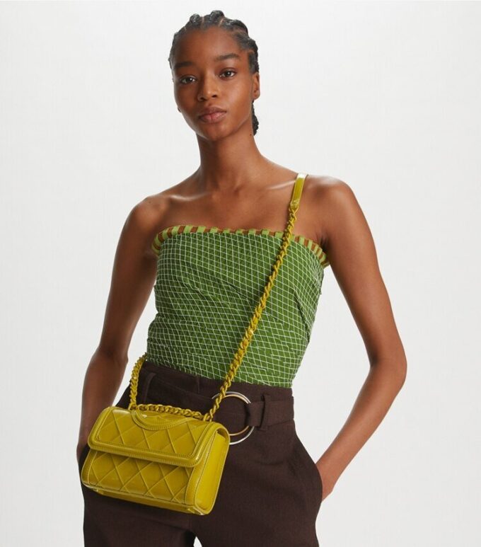 Bolso bandolera pequeño convertible con pliegues patentados Fleming