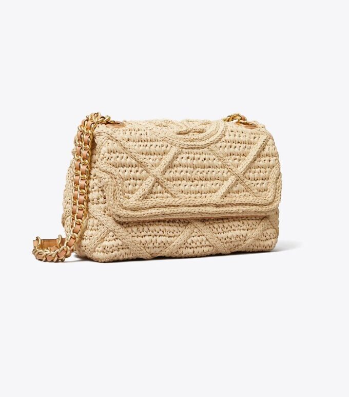 Bolso bandolera pequeño convertible Fleming de paja suave Bolso bandolera pequeño convertible Fleming de paja suave