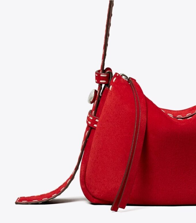 Bolso bandolera pequeño Romy de gamuza con costuras decorativas Bolso bandolera pequeño Romy de gamuza con costuras decorativas