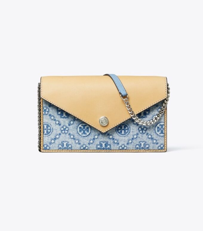 Bolso bandolera tipo sobre de denim con T Monogram Bolso bandolera tipo sobre de denim con T Monogram