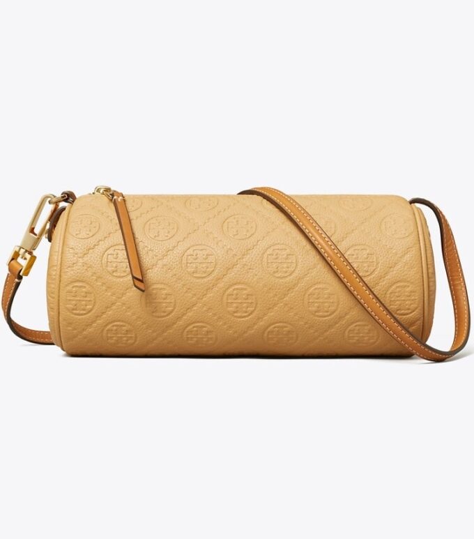 Bolso cilíndrico con monograma T Monogram y textura granulada Bolso cilíndrico con monograma T Monogram y textura granulada