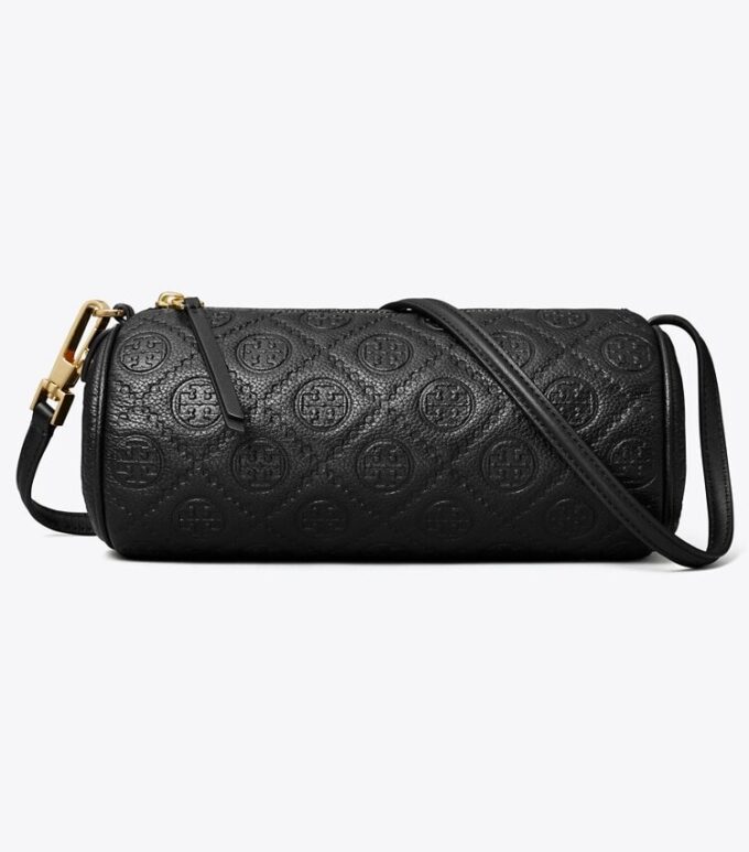 Bolso cilíndrico con monograma T Monogram y textura granulada Bolso cilíndrico con monograma T Monogram y textura granulada