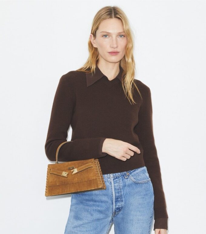 Bolso con asa superior y flecos de ante Mini Lee Radziwill Bolso con asa superior y flecos de ante Mini Lee Radziwill
