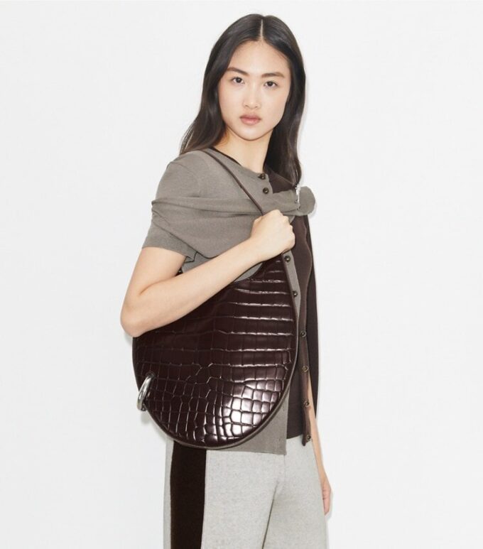 Bolso con estampado de cocodrilo perforado Bolso con estampado de cocodrilo perforado