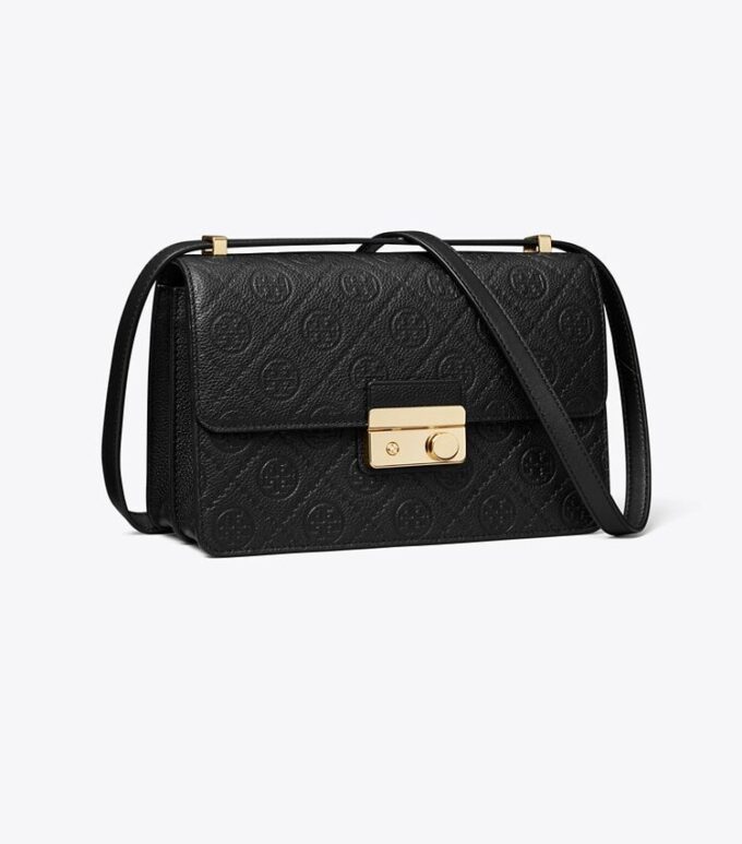 Bolso de hombro con T Monogram y textura granulada Bolso de hombro con T Monogram y textura granulada