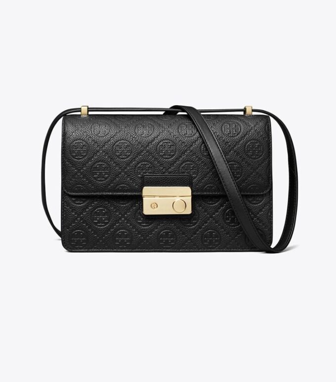Bolso de hombro con T Monogram y textura granulada Bolso de hombro con T Monogram y textura granulada