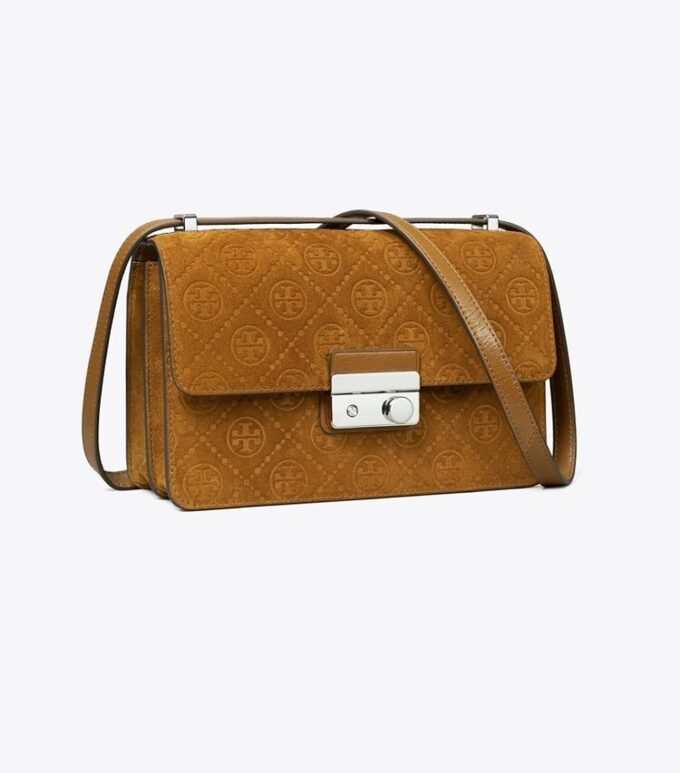 Bolso de hombro de gamuza con T Monogram Bolso de hombro de gamuza con T Monogram