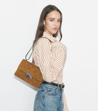 Bolso de hombro de gamuza con T Monogram