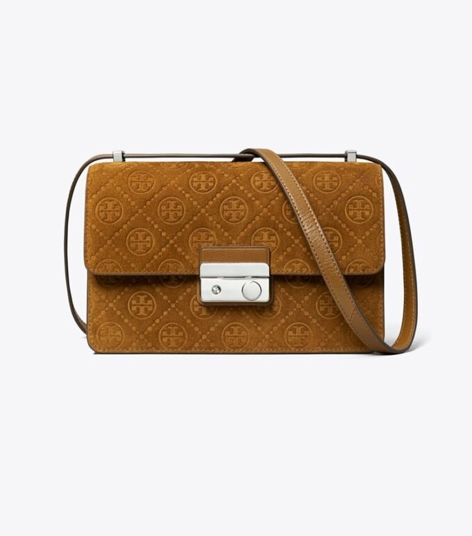 Bolso de hombro de gamuza con T Monogram Bolso de hombro de gamuza con T Monogram