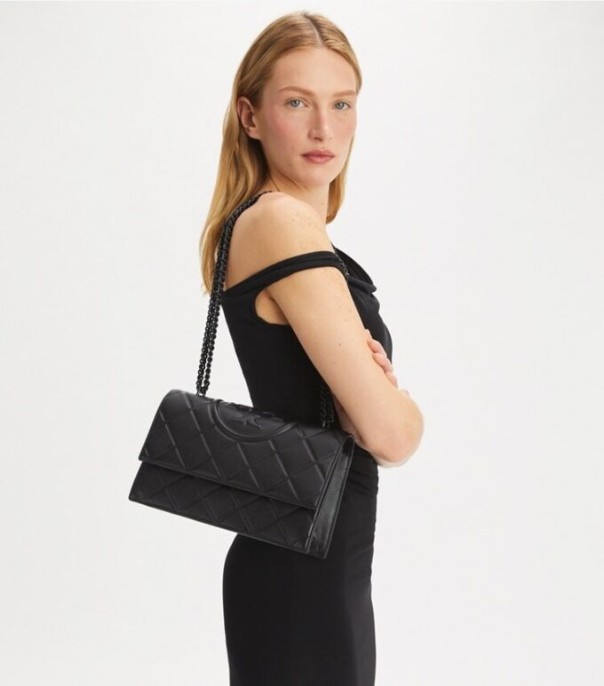 Bolso de hombro Fleming con grano pulido Bolso de hombro Fleming con grano pulido