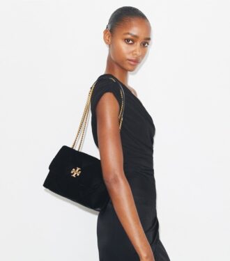 Bolso de hombro pequeño Kira Diamond Quilt Velvet Pavé