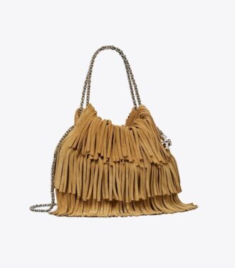 Bolso hobo Mini Fleming con flecos de ante