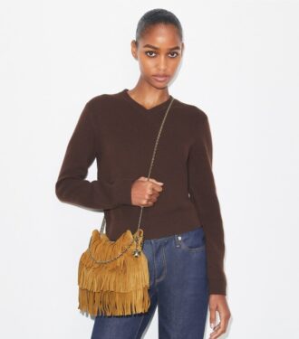 Bolso hobo Mini Fleming con flecos de ante