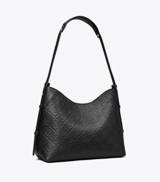 Bolso mensajero con monograma T Monogram y textura granulada