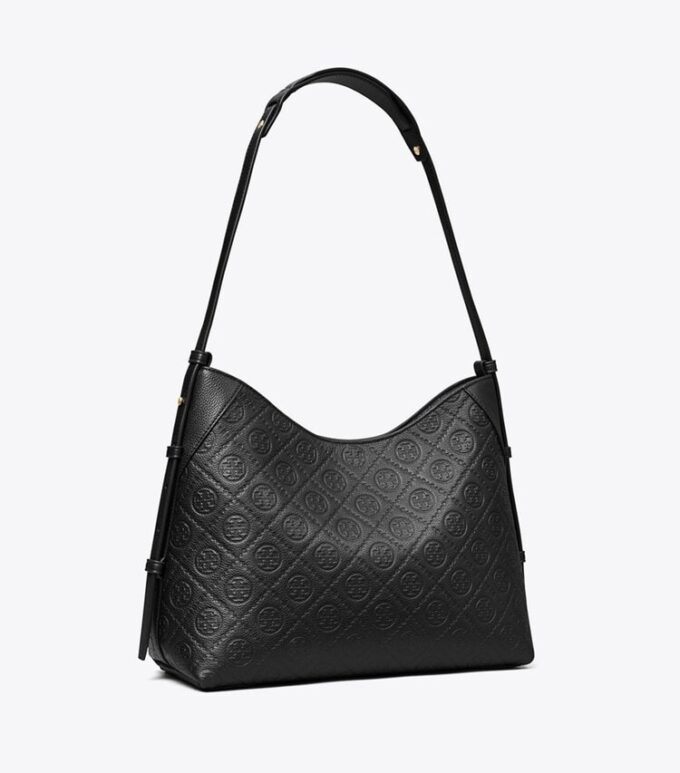 Bolso mensajero con monograma T Monogram y textura granulada Bolso mensajero con monograma T Monogram y textura granulada