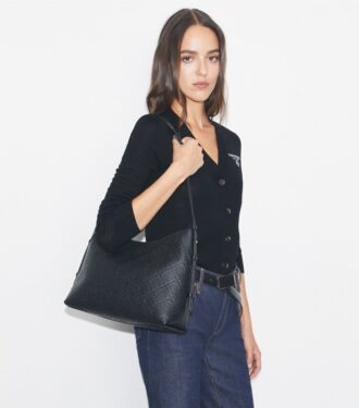 Bolso mensajero con monograma T Monogram y textura granulada