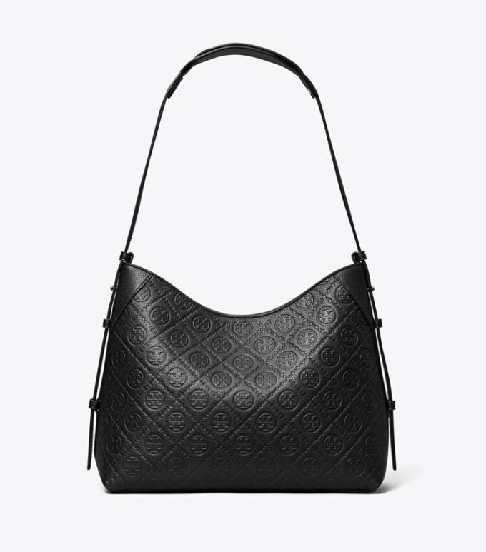 Bolso mensajero con monograma T Monogram y textura granulada Bolso mensajero con monograma T Monogram y textura granulada