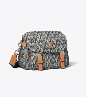 Bolso mensajero pequeño de nailon estampado