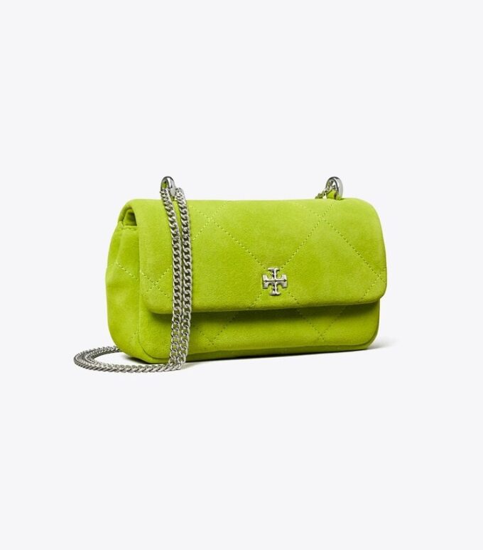 Bolso mini Kira con solapa de ante acolchado con rombos Bolso mini Kira con solapa de ante acolchado con rombos