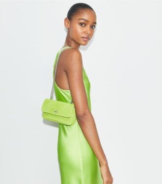 Bolso mini Kira con solapa de ante acolchado con rombos