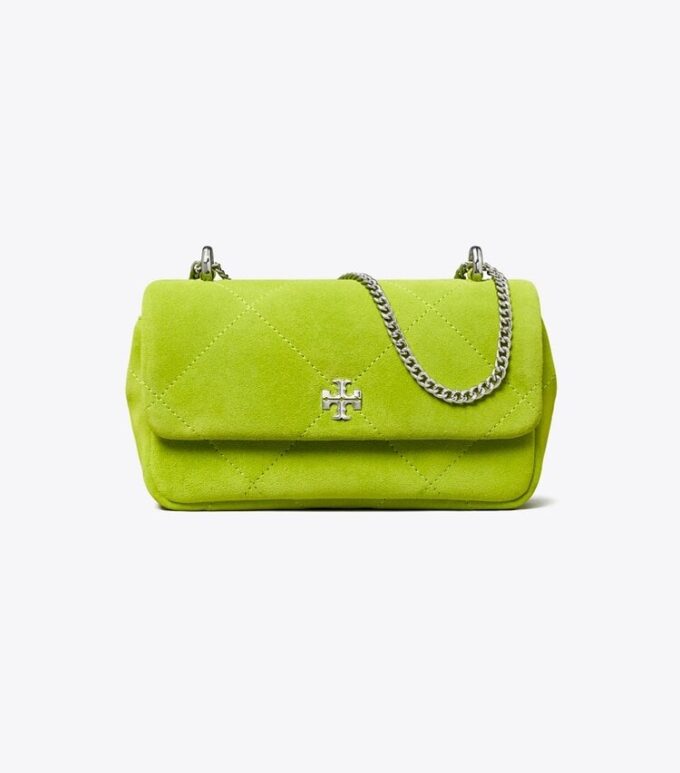 Bolso mini Kira con solapa de ante acolchado con rombos Bolso mini Kira con solapa de ante acolchado con rombos