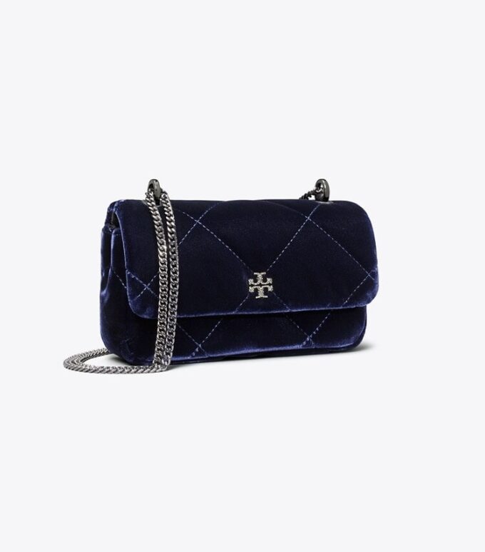 Bolso mini Kira Diamond Quilt Velvet Pavé Flap Bolso mini Kira Diamond Quilt Velvet Pavé Flap