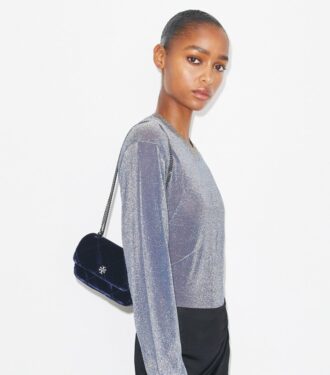 Bolso mini Kira Diamond Quilt Velvet Pavé Flap