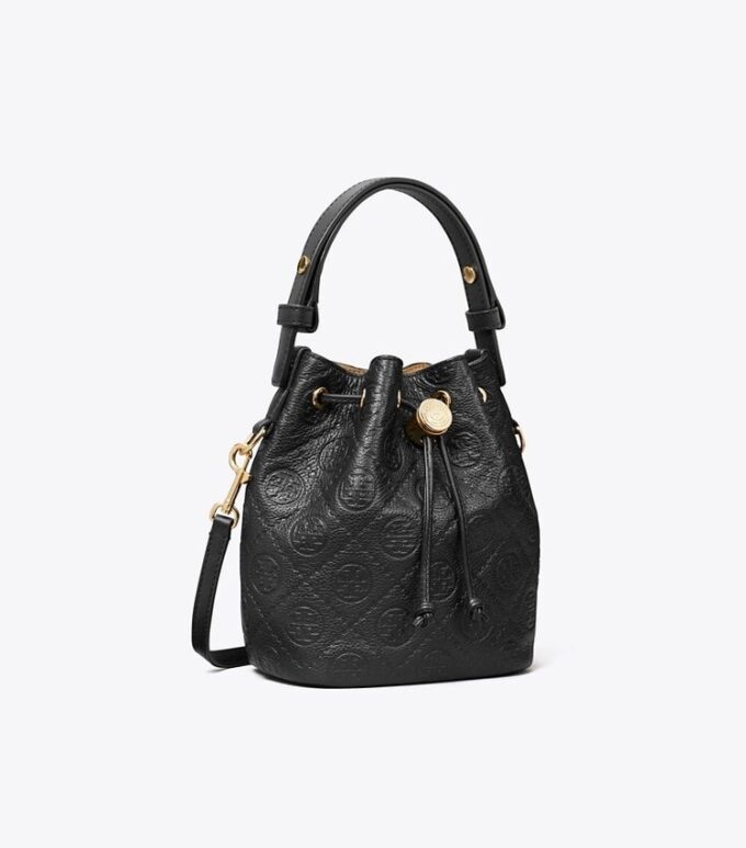 Bolso mini tipo cubo con T Monogram en piel granulada Bolso mini tipo cubo con T Monogram en piel granulada