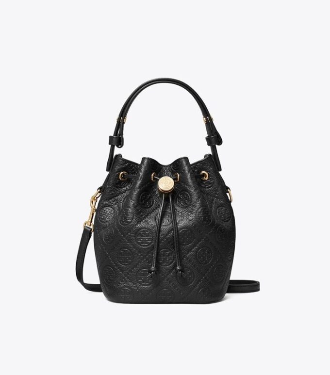 Bolso mini tipo cubo con T Monogram en piel granulada Bolso mini tipo cubo con T Monogram en piel granulada