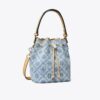Bolso mini tipo cubo de denim con T Monogram Bolso mini tipo cubo de denim con T Monogram