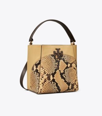 Bolso pequeño tipo cubo McGraw con estampado de serpiente