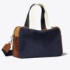 Bolso satchel de ante con bloques de color Bolso satchel de ante con bloques de color